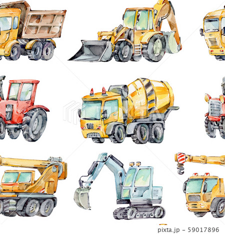 Watercolor seamless pattern with colorful little toy cars. Trucks and Cars Watercolor Background for Watercolor seamless pattern with colorful little toy cars. Trucks and Cars Watercolor Background for 59017896