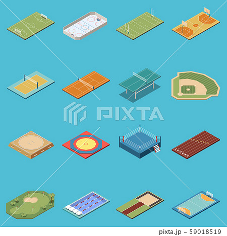 Sport Fields Isometric Icons Set 59018519