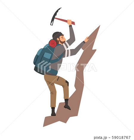 Man Climbing on Rock Mountain with Equipment Vector Illustration Man Climbing on Rock Mountain with Equipment Vector Illustration 59018767