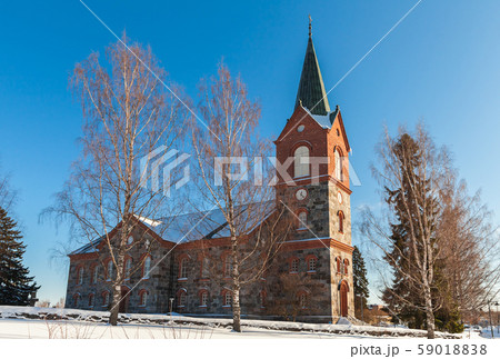 Winter landscape with Juva Church 59018838