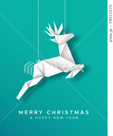 Christmas New Year reindeer paper origami card Christmas New Year reindeer paper origami card 59021070