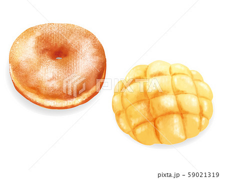 Donut And Melon Bread Stock Illustration