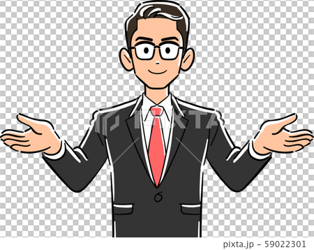 一名商人，戴著眼鏡傳播他的手的上身 59022301