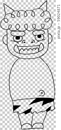 日本の鬼 1 手描き デジタル着彩 アナログイラスト 線画 のイラスト素材