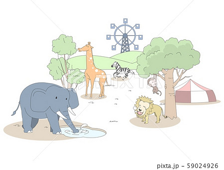 動物 動物園 象のイラスト素材 59024926 Pixta