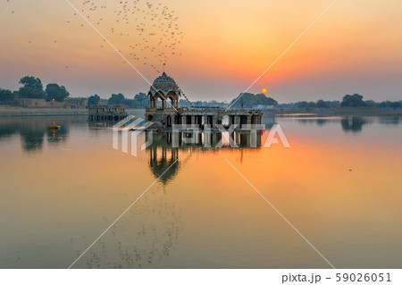 Gadisar lake in the morning at sunrise. Man-made 59026051