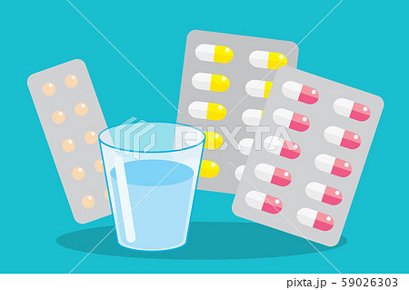 風邪やインフルエンザに治療薬 薬剤 薬のイラスト Medicine For Influenzaのイラスト素材