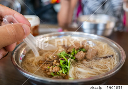 Taiwan snack of thin noodles with pork intestine 59026554