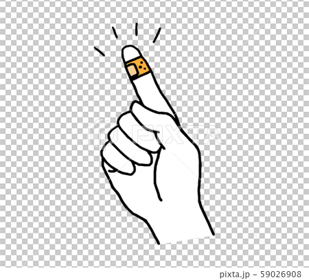 絆創膏を巻いた指 シンプル のイラスト素材