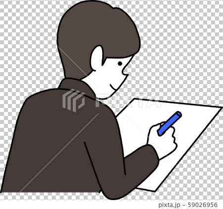 問題を解く学生01のイラスト素材
