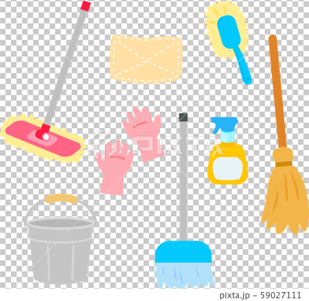 掃除道具のイラストセット	 59027111