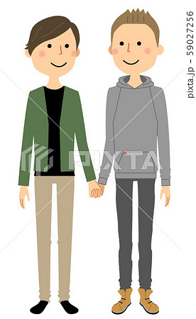 手をつなぐ同性カップル 友人のイラスト素材