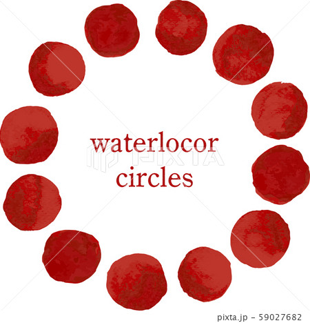 水彩 Watercolor イラスト 丸 Circle Red 赤 クリスマス ワインレッドのイラスト素材