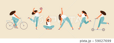 Active sporty girl vector set Active sporty girl vector set 59027699