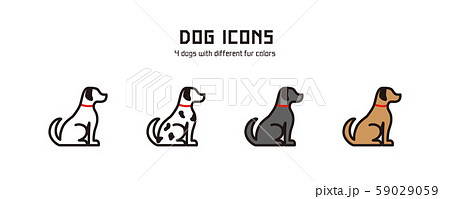 犬のアイコン 毛色の違う4種類 のイラスト素材