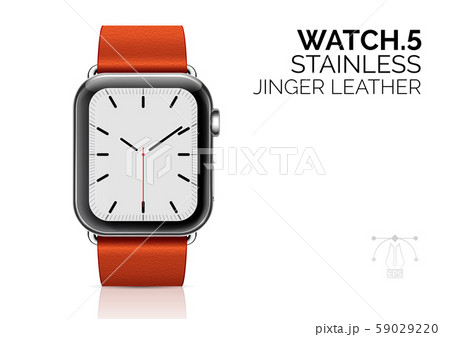 iWatch with ginger leather bracelet realistic vector illustration 59029220