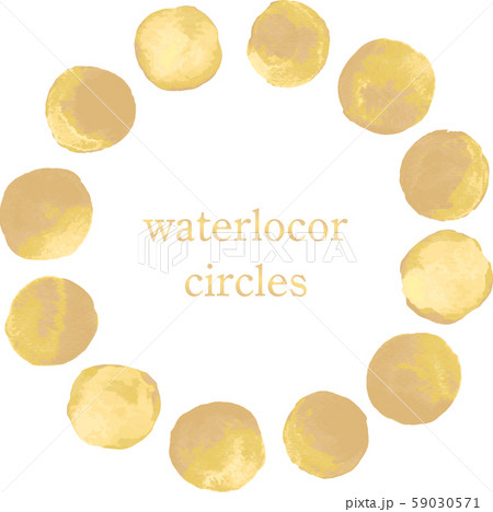 水彩 Watercolor イラスト 丸 Circle Gold ゴールド 金 クリスマス のイラスト素材