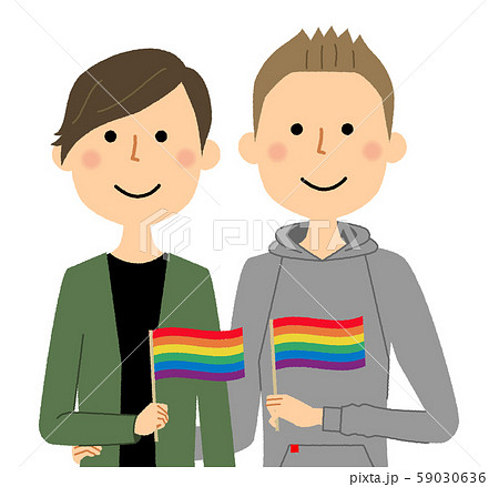 同性カップル　友人 レインボーフラッグ 59030636