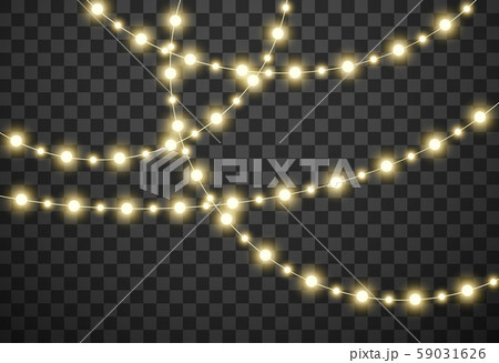 Christmas lights isolated on transparent background, vector illustration 59031626