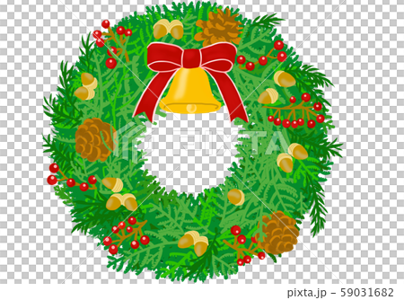松ぼっくりとどんぐりのクリスマスリースのイラスト素材
