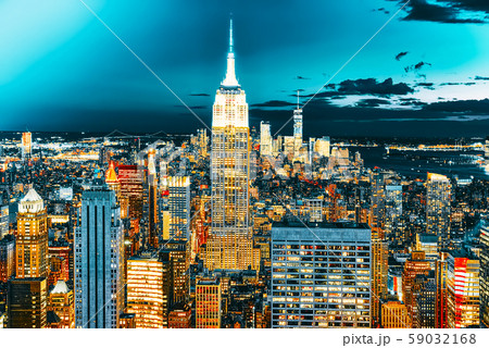Night view of Manhattan from the skyscraper's Night view of Manhattan from the skyscraper's 59032168