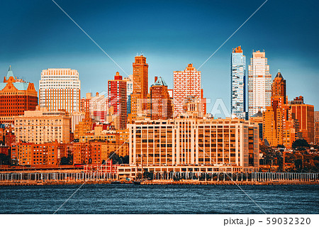 Skyline view of skyscrapers from water, from 59032320