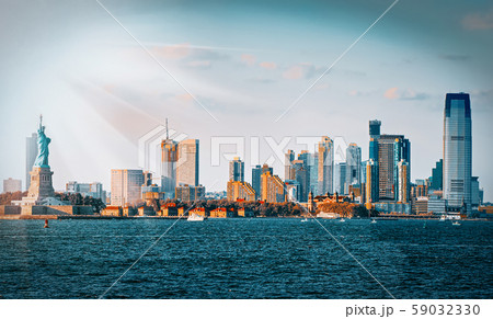 Skyline view of skyscrapers from water, from 59032330