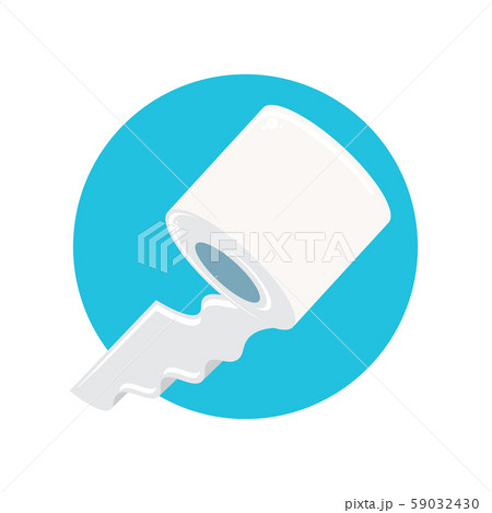 Toilet Paper isolated on blue background. Vector white toilet paper roll sign or icon 59032430