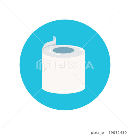Toilet Paper isolated on blue background. Vector white toilet paper roll sign or icon 59032450