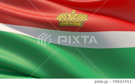 Flag of Kaluga Oblast. High resolution close-up 3D illustration. Flags of the federal subjects of 59032451