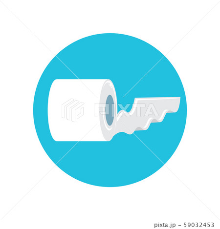 Toilet Paper isolated on blue background. Vector white toilet paper roll sign or icon 59032453