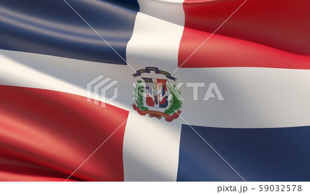 High resolution close-up flag of Dominican Republic. 3D illustration. 59032578