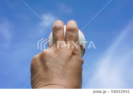 硬式ボールを握る左手 硬式ボールを握る左手 59032642