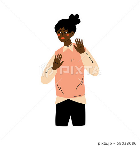 Shocked And Scared African American Girl のイラスト素材