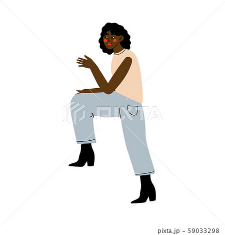 Charismatic African American Woman Going to Success, Girl Reaching the Goal or Result Vector 59033298
