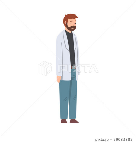 Male Scientist Character in Lab Coat Doing Research in Scientific Lab Vector Illustration 59033385