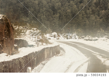 Himalayan mountain road in winter. Leh Manali Highway, Jammu and Kashmir, India 59034193