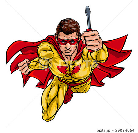Electrician Handyman Superhero Holding Screwdriver 59034664
