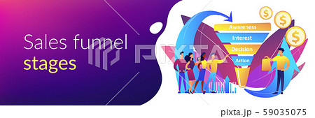 Sales funnel management concept banner header. 59035075