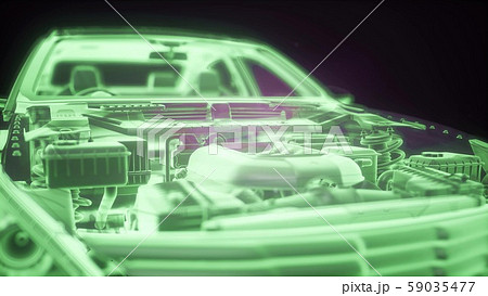 Holographic animation of 3D wireframe car model 59035477