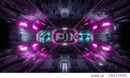 futuristic science-fiction tunnel corridor 3d illustration background wallpaper 59035690
