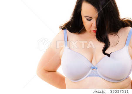 Woman big breast wearing bra 59037511
