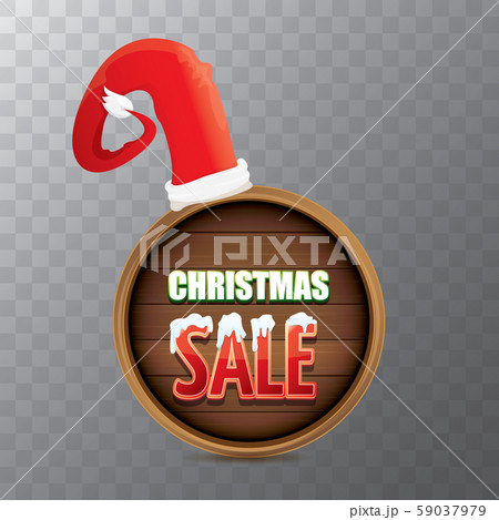 vector christmas sale label. Red Santa hat with special sale sign tag isolated on transparent 59037979