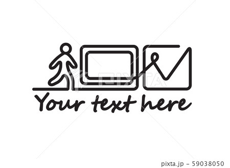 Electronic registration computer man walking symbol logo 59038050