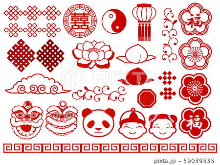 中国の吉祥紋 アイコン 春節 マークのイラスト素材