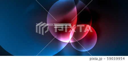 Glowing neon transparent bubbles background. Techno modern circles in dark space. Glowing neon transparent bubbles background. Techno modern circles in dark space. 59039954