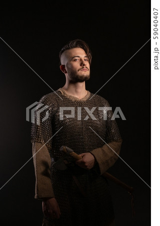 Young man in viking image view in the dark Young man in viking image view in the dark 59040407