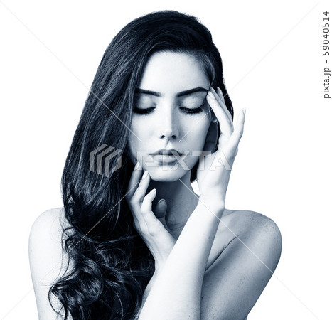 Beauty portrait of redhead woman with perfect skin. Beauty portrait of redhead woman with perfect skin. 59040514