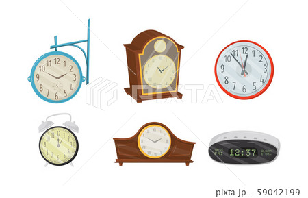 Different Clocks Vector Isolated On White Background Set 59042199