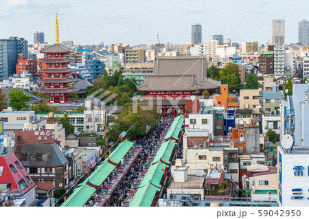 東京　浅草　浅草寺　仲見世通り 59042950